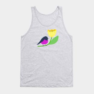 Pink robin on a yellow tulip Tank Top